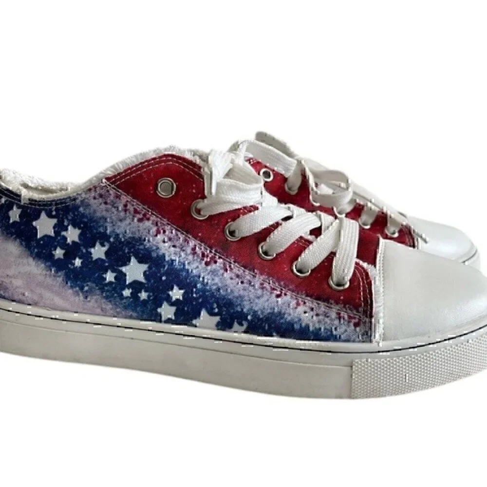 Patriotic American Flag Women’s Sneakers | Size 41 EU / 9.5 US | Red White Blue - Picture 7 of 9